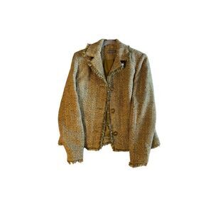 Kate Hill women’s tweed fringe detail button up jacket, 10 P